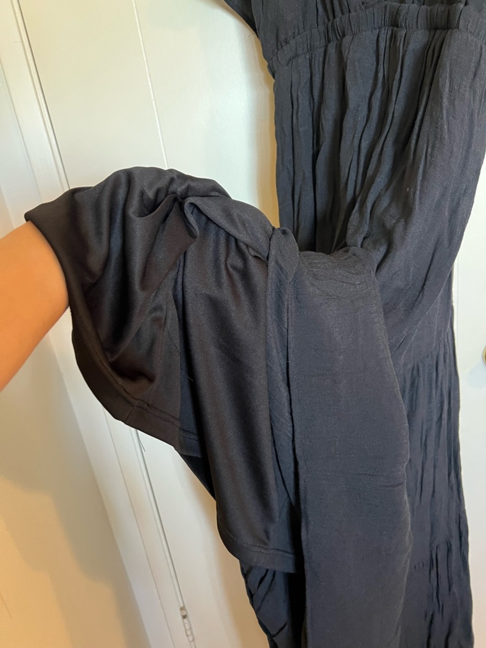 Black V-Neck Maxi Dress with Tie Back Detail - Picture 5 of 7